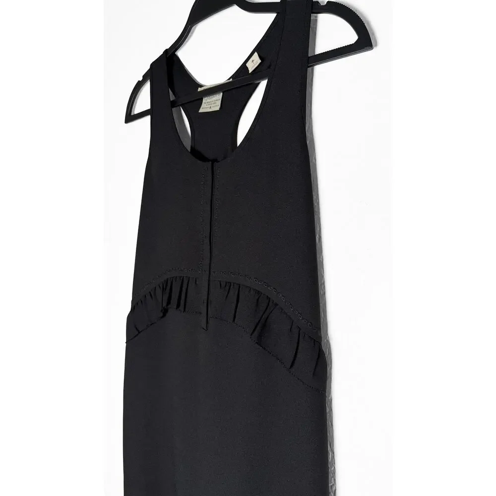 Maison Scotch Malibu Women's Black Sleeveless Racer Back Sheath Dress Snap Front